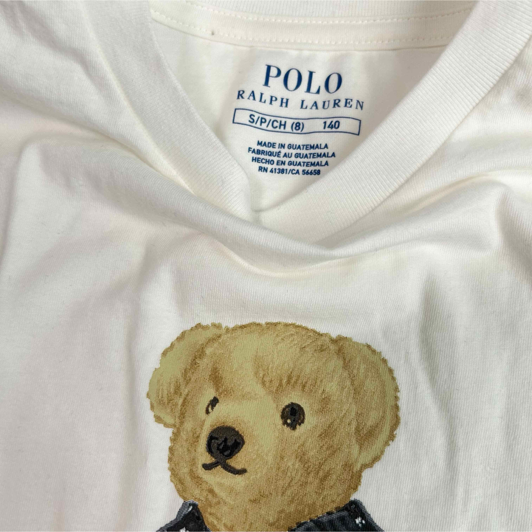 POLO RALPH LAUREN(ポロラルフローレン)のラルフローレン ポロベア長袖Tシャツ ホワイト S/140 キッズ/ベビー/マタニティのキッズ服男の子用(90cm~)(Tシャツ/カットソー)の商品写真