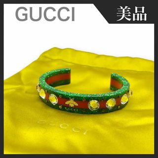 Gucci - 【美品】GUCCI シェリーライン ビー クリスタル バングルの 