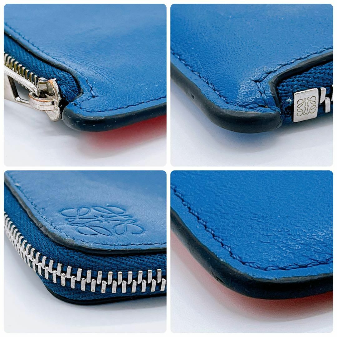 LOEWE(ロエベ)のロエベ LOEWEレザー コインケース　ミニ財布　カードケース　ブルー/イエロー レディースのファッション小物(財布)の商品写真