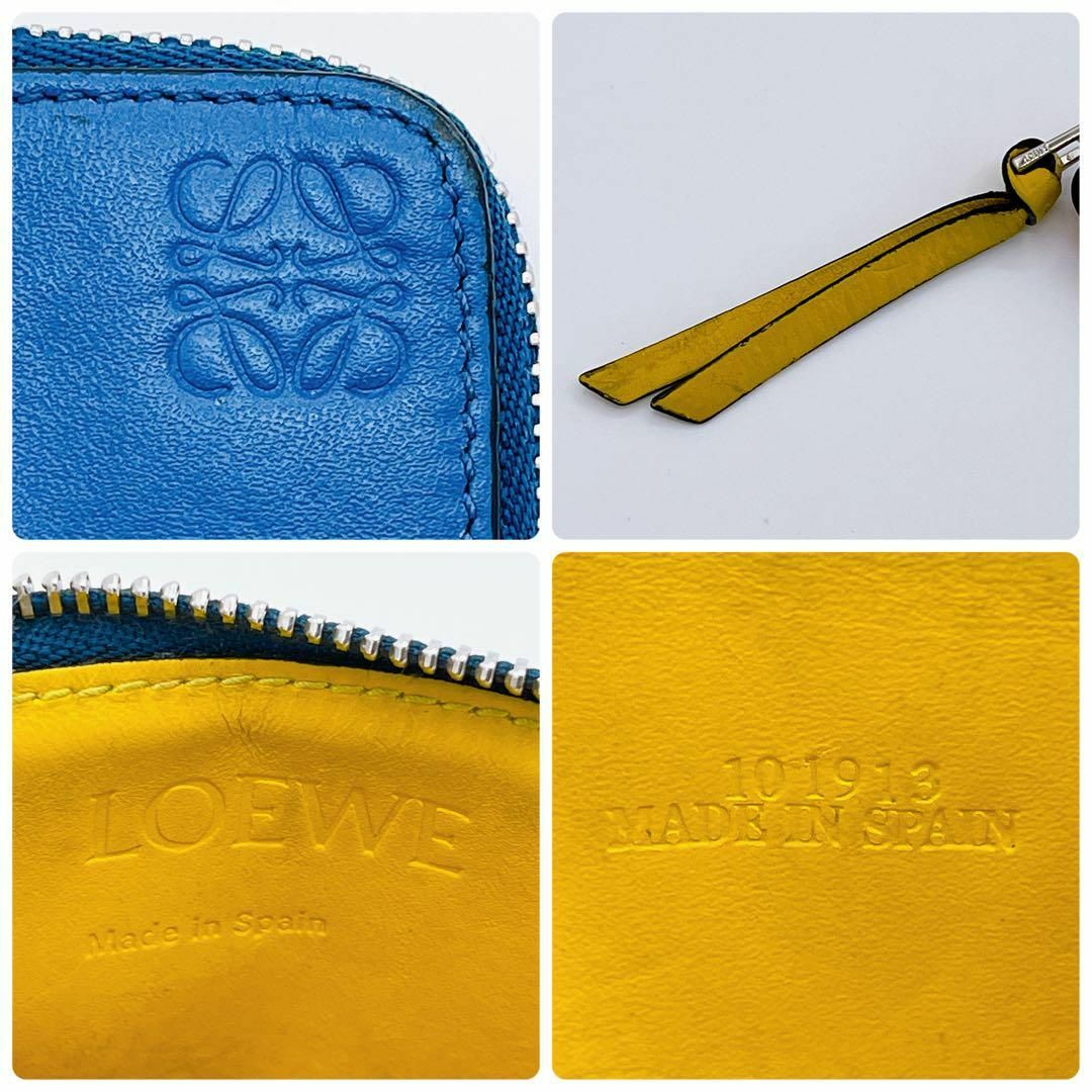 LOEWE(ロエベ)のロエベ LOEWEレザー コインケース　ミニ財布　カードケース　ブルー/イエロー レディースのファッション小物(財布)の商品写真