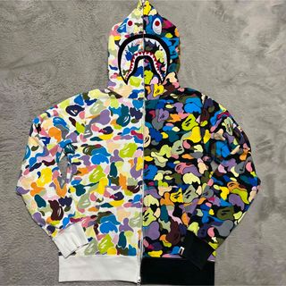 APE BAPE KAWS camo SHARK シャーク　迷彩　パーカー　XL