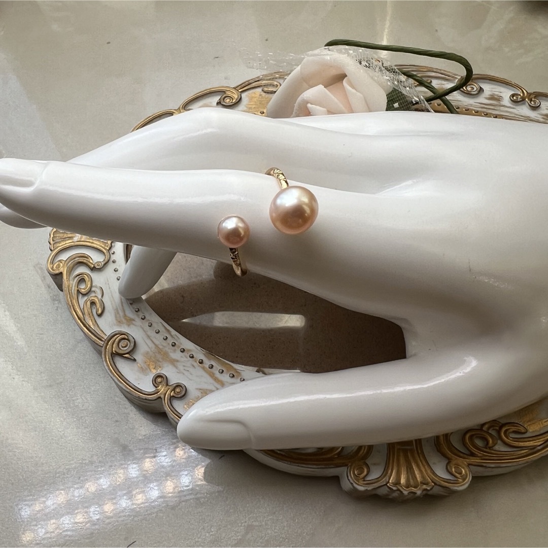 本真珠　淡水パール　フリーサイズ　リング ハンドメイドのアクセサリー(リング)の商品写真