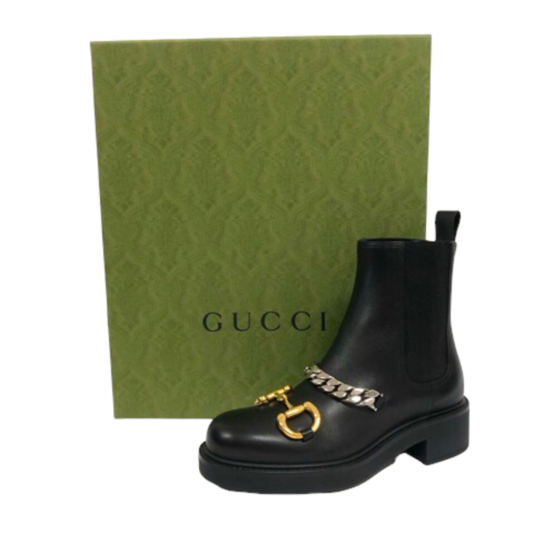 Gucci(グッチ)のグッチ 670393 17K10 ブーツ ゴアサイド ホースビット 34.5 黒 レディースの靴/シューズ(ブーツ)の商品写真