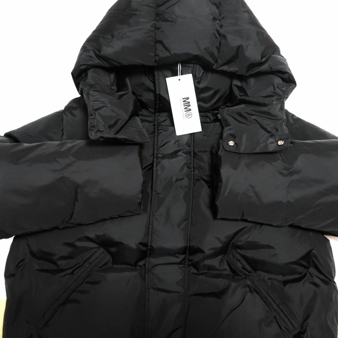 MM6(エムエムシックス)の14 新品 MM6 中綿 フード ナイロン ジャケット ブラック ロゴキッズ 黒 メンズのジャケット/アウター(ダウンジャケット)の商品写真