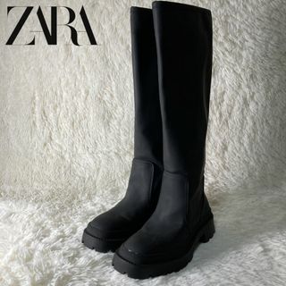 ザラ(ZARA)のほぼ未使用 ZARA ザラ ロングブーツ 撥水 長靴 トラックソール 24.5(ブーツ)