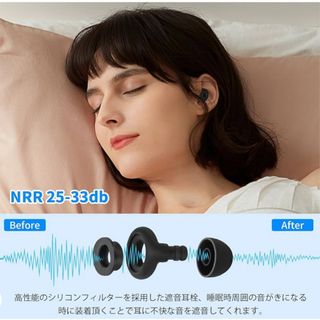 耳栓 睡眠用 完全防音 安眠 ノイズキャンセリング 快眠 飛行機 仕事 勉強(日用品/生活雑貨)