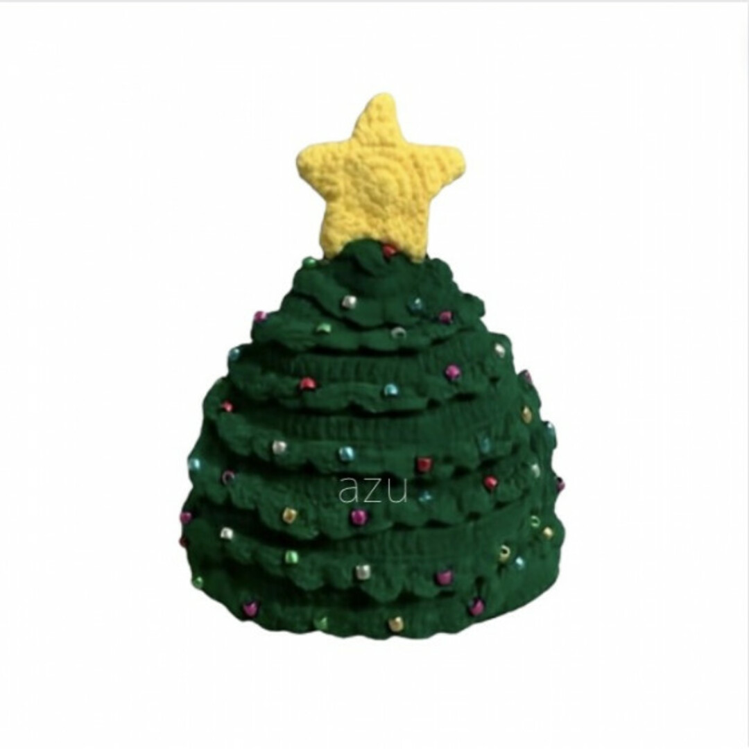 子ども キッズ ベビー クリスマスツリー ニット帽 可愛い 帽子 人気 緑  キッズ/ベビー/マタニティのキッズ服女の子用(90cm~)(その他)の商品写真