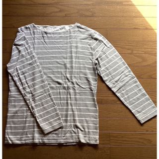 ギャップ(GAP)のGAP ボーダー　長袖　メンズLサイズ　グレー(Tシャツ/カットソー(七分/長袖))