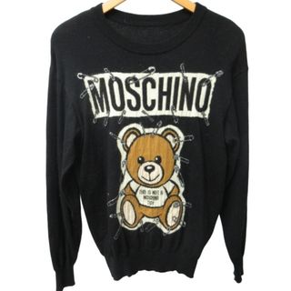 モスキーノ(MOSCHINO)のモスキーノ ウール デザインニットセーター クマ 黒 フリーサイズ IBO46(ニット/セーター)