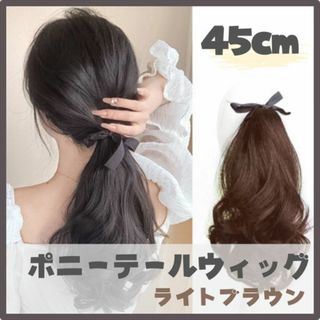 ロングカールウィッグ ライトブラウン ポニーテール エクステ ヘアアレンジ 韓国(その他)