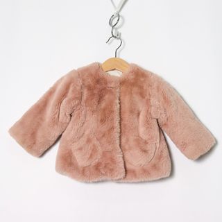 ザラ(ZARA)のザラ ノーカラージャケット ボアジャケット アウター ベビー 女の子用 80サイズ ピンク ZARA(ジャケット/コート)