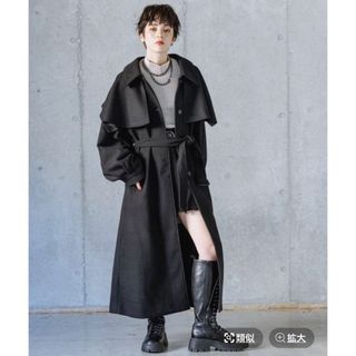 ページボーイ(PAGEBOY)の新品!!PAGEBOY♡ケープツキボリュームコート♡ロングコート♡ブラック(ロングコート)