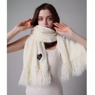 エピヌ(épine)のÉé mohair fringe muffler ivory epine エピヌ(マフラー/ショール)