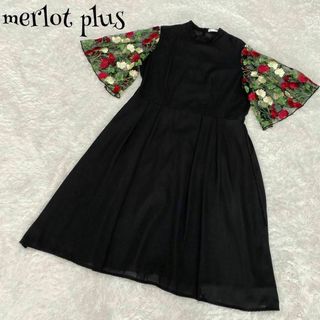 メルロープリュス(merlot plus)のmerlot plus メルロープリュス ☆ レース袖　花柄 結婚式 ワンピース(ひざ丈ワンピース)