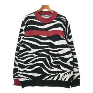 サカイ(sacai)のsacai サカイ ニット・セーター 2(M位) 黒x白x赤(ボーダー) 【古着】【中古】(ニット/セーター)