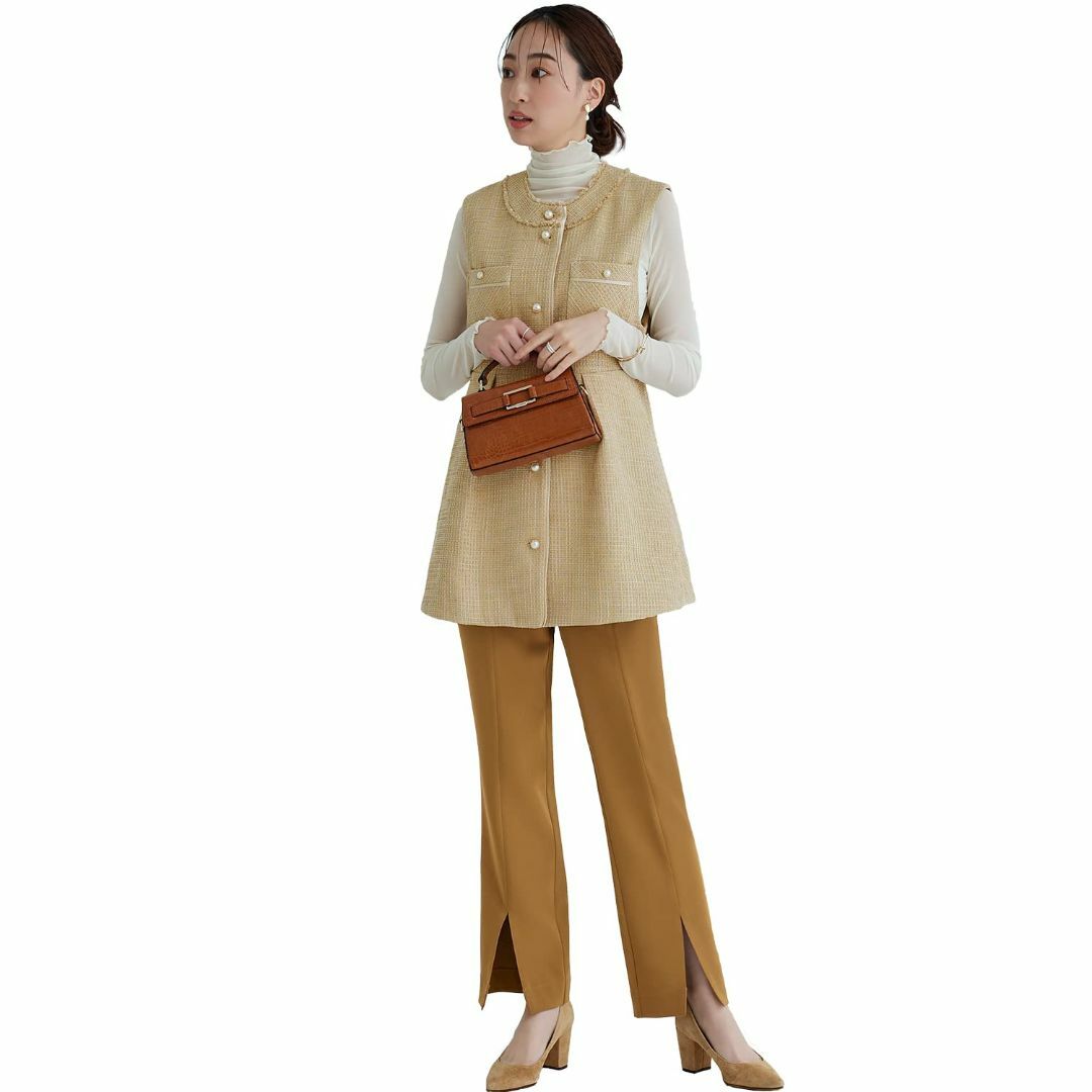 ファッション小物[ルイ ルエ ブティック] ツイード ジレ スリム ストレート パンツ スーツ