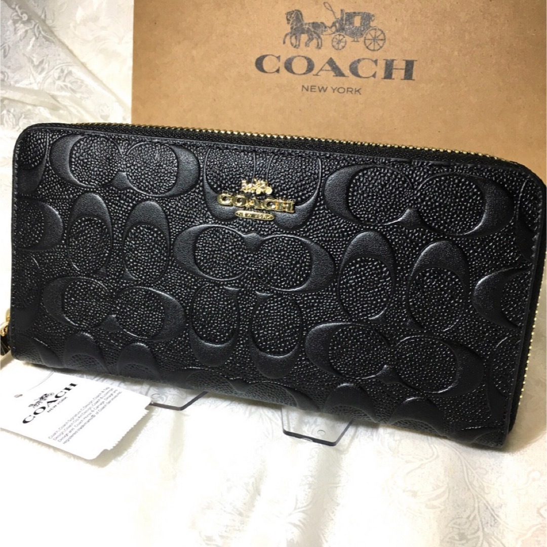 COACH財布 コーチ長財布 エンボスド シグネチャー ギフト 財布 レディース