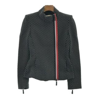 エンポリオアルマーニ(Emporio Armani)のEMPORIO ARMANI ライダース 36(XS位) 黒x白(総柄) 【古着】【中古】(ライダースジャケット)