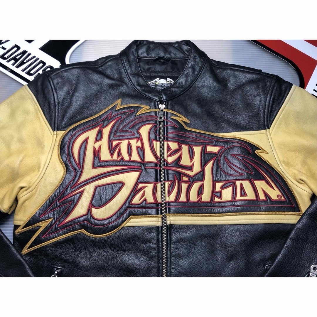 Harley Davidson(ハーレーダビッドソン)の【稀少立体革刺繍完売モデル！入手困難】ハーレーダビッドソン　ライダースジャケット メンズのジャケット/アウター(レザージャケット)の商品写真