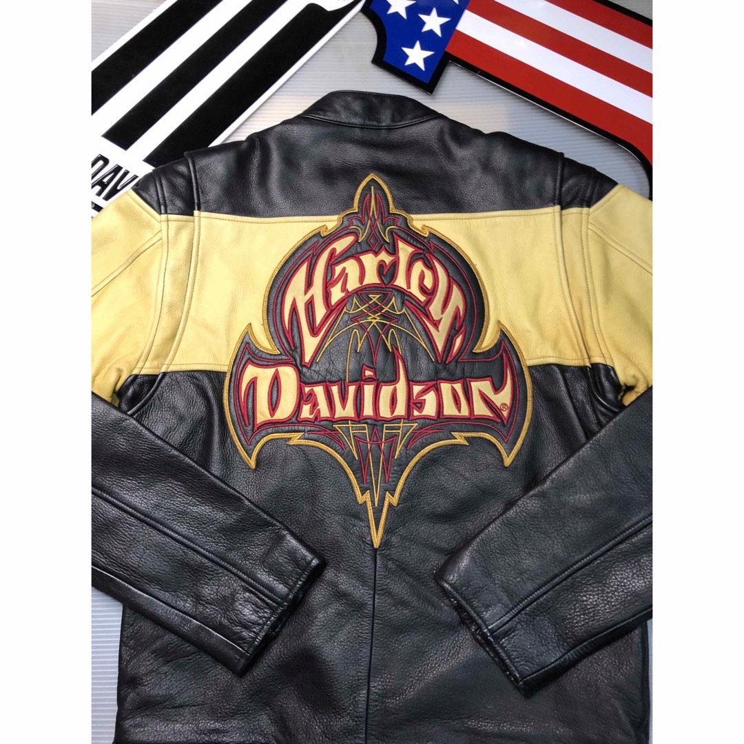 Harley Davidson(ハーレーダビッドソン)の【稀少立体革刺繍完売モデル！入手困難】ハーレーダビッドソン　ライダースジャケット メンズのジャケット/アウター(レザージャケット)の商品写真