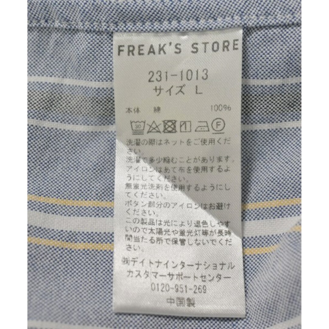 FREAK'S STORE(フリークスストア)のFREAK'S STORE カジュアルシャツ L 青系x白x黄系(ストライプ) 【古着】【中古】 メンズのトップス(シャツ)の商品写真