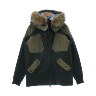 モンクレール(MONCLER)のMONCLER ダウンジャケット/ダウンベスト 1(S位) カーキx黒系 【古着】【中古】(ダウンジャケット)