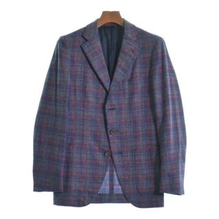 イザイア(ISAIA)のISAIA イサイア カジュアルジャケット 44(S位) 青系x赤等(チェック) 【古着】【中古】(テーラードジャケット)