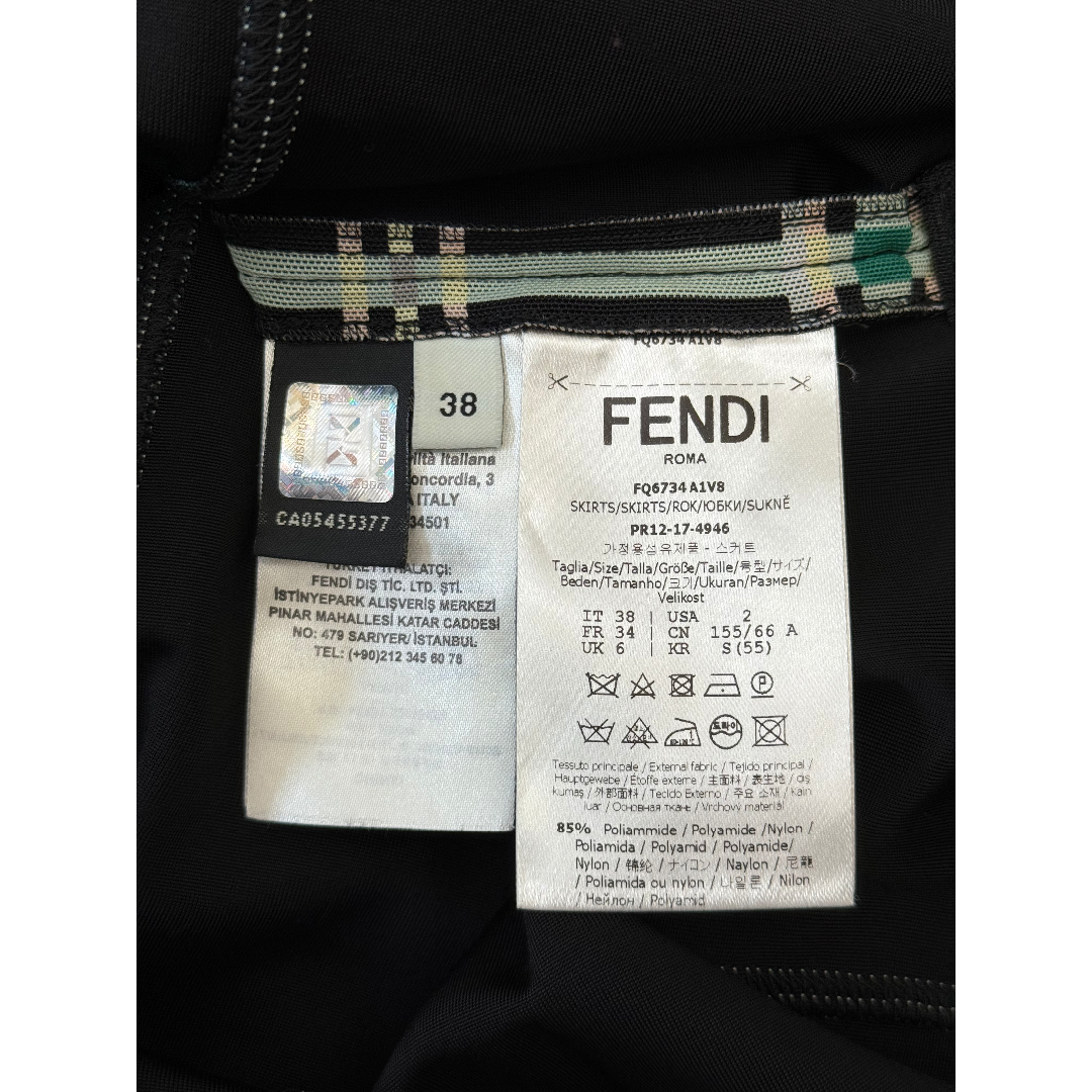 FENDI(フェンディ)のフェンディ チェック タイトスカート 38 ブラックベース FENDI レディースのスカート(ひざ丈スカート)の商品写真