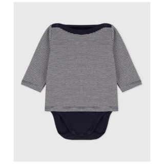 プチバトー(PETIT BATEAU)のプチバトー　ミラレ長袖ボディ  ボーダー(ロンパース)