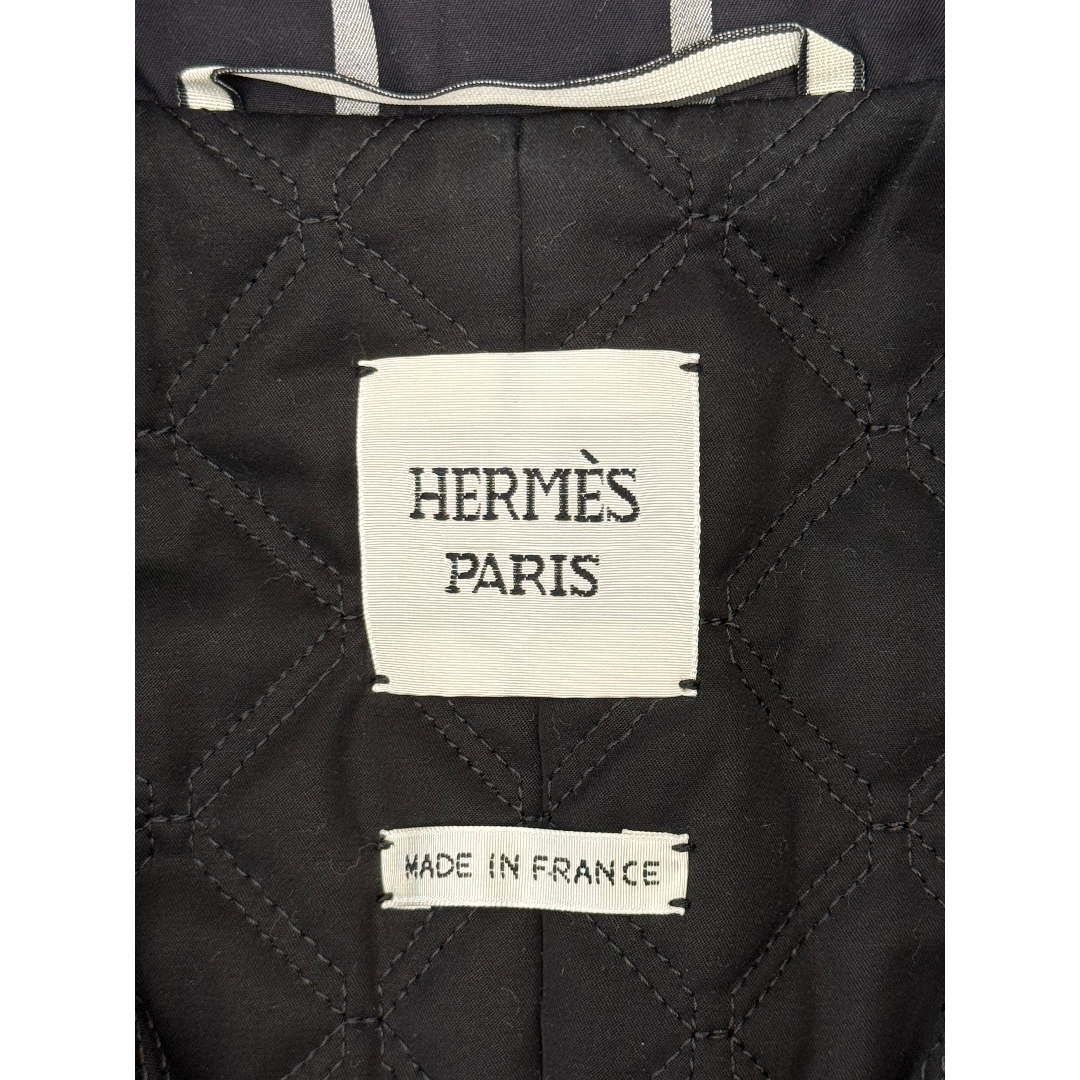 Hermes(エルメス)のエルメス コットン キルティングチェックコート 34 黒 HERMES ナイロン レディースのジャケット/アウター(ダウンコート)の商品写真