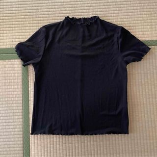 ジーユー(GU)のGU 半袖Tシャツ 袖フリル xlブラック(Tシャツ(半袖/袖なし))