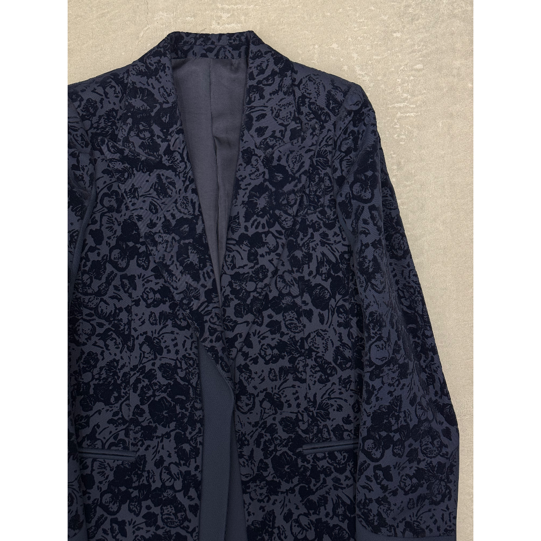 celine(セリーヌ)のセリーヌ フラワージャガード コート 36 ネイビー CELINE チェスター レディースのジャケット/アウター(チェスターコート)の商品写真