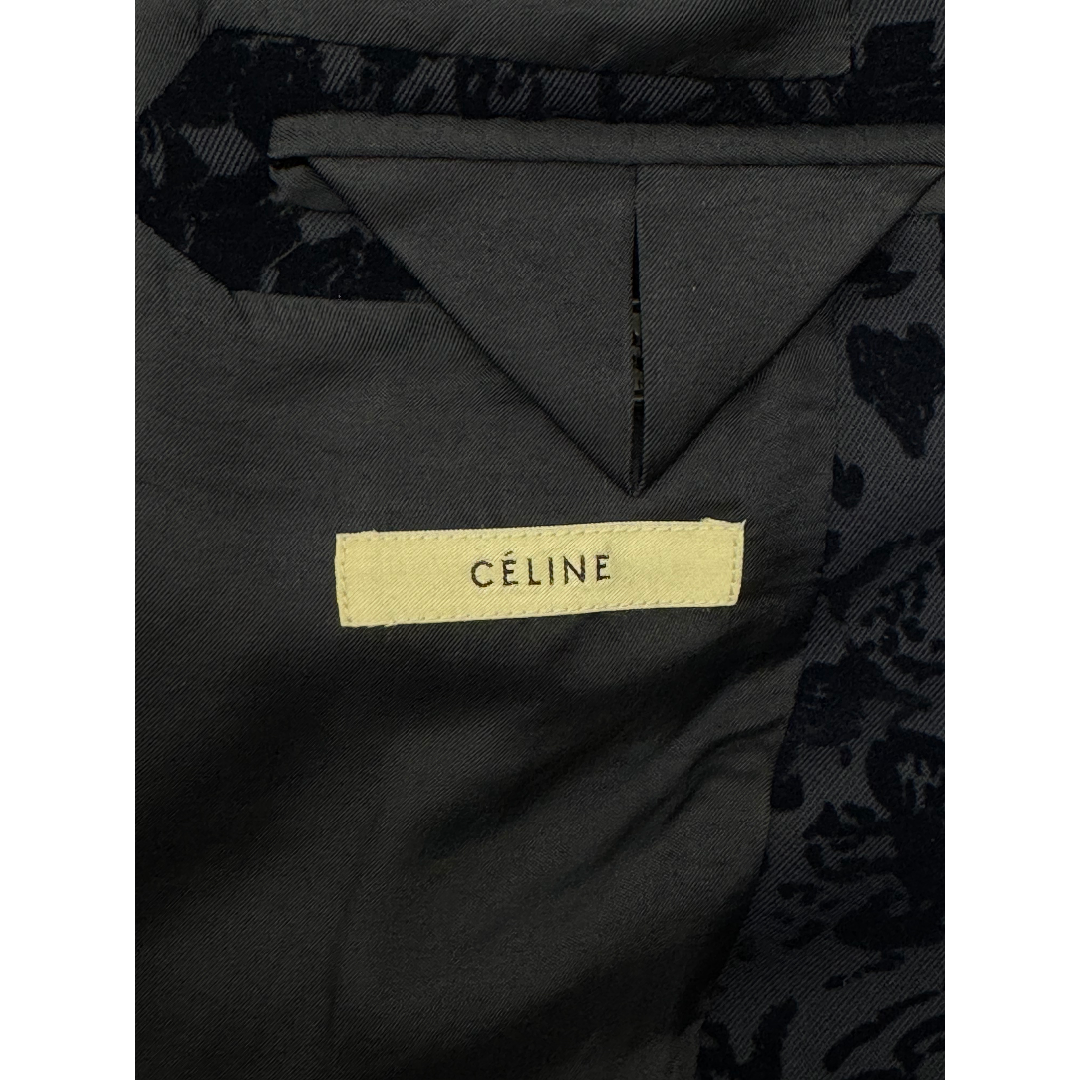 celine(セリーヌ)のセリーヌ フラワージャガード コート 36 ネイビー CELINE チェスター レディースのジャケット/アウター(チェスターコート)の商品写真