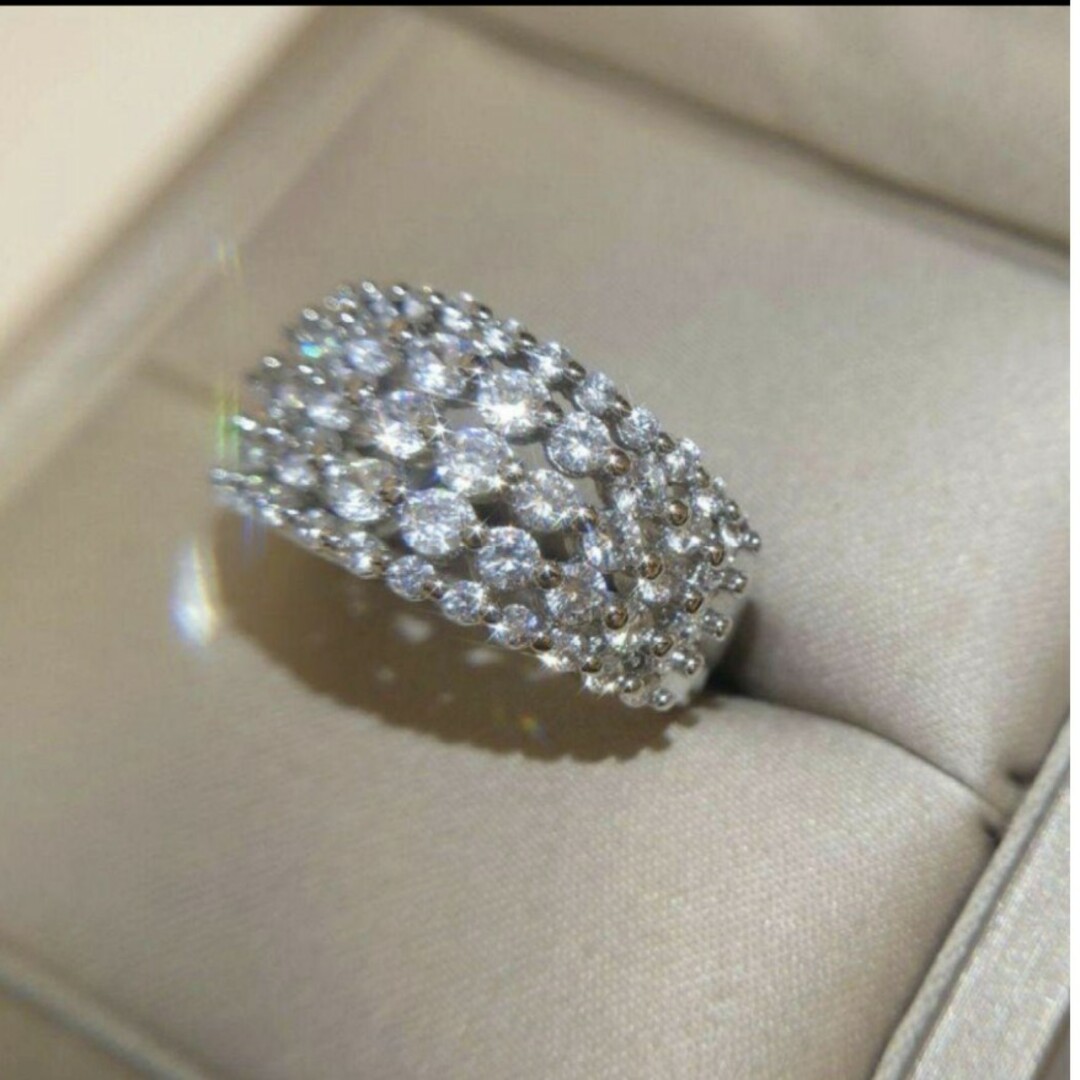 1195 高級 sona ダイヤモンド リング ワイド 粒 シルバー レディースのアクセサリー(リング(指輪))の商品写真