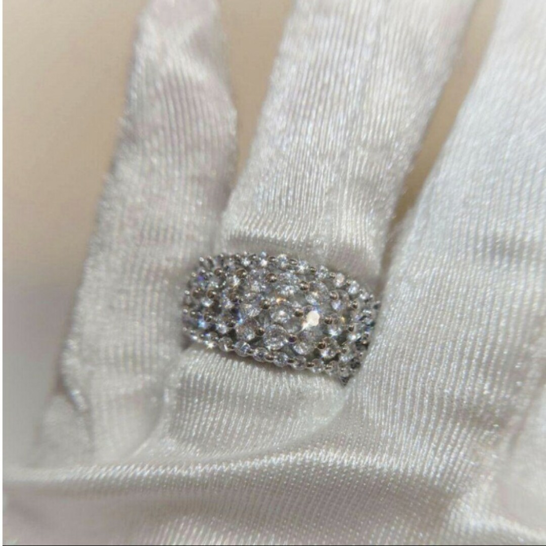 1195 高級 sona ダイヤモンド リング ワイド 粒 シルバー レディースのアクセサリー(リング(指輪))の商品写真