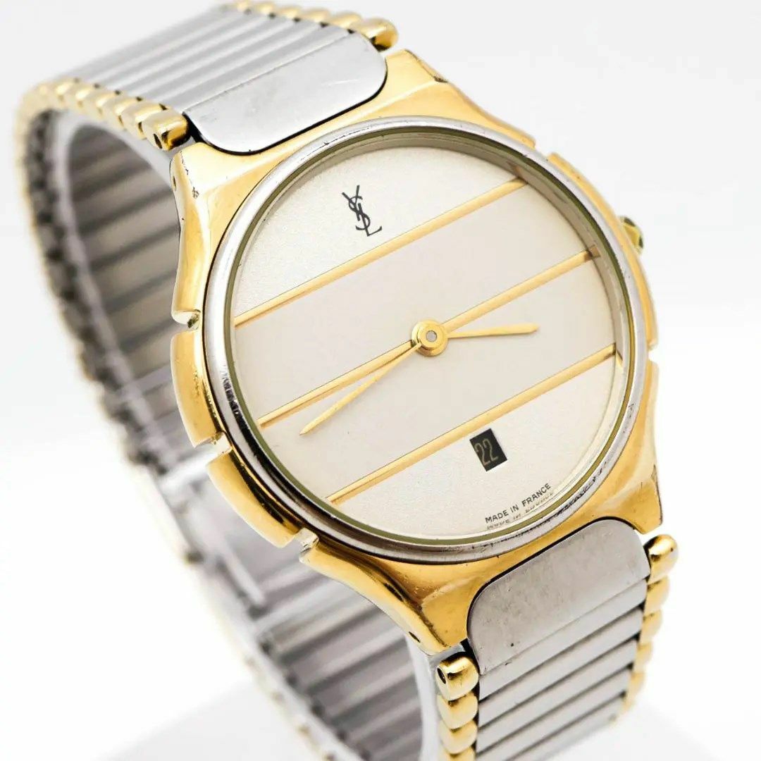 最大約175cm付属品《希少》イヴサンローラン 腕時計 ゴールド デイト レディース ヴィンテージ v