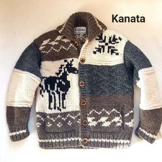 カナタ(KANATA)の専用‼️Kanata カナタ　カウチンセーター　ウッドボタン　非対称　サイズF(ニット/セーター)