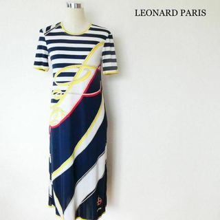 レオナール(LEONARD)の良品 綺麗 レオナールパリ 高級ライン シルク混 ミモレ丈 ワンピース(ロングワンピース/マキシワンピース)