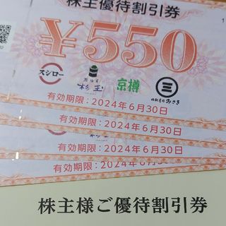 スシロー　株主優待券　2200円分(レストラン/食事券)