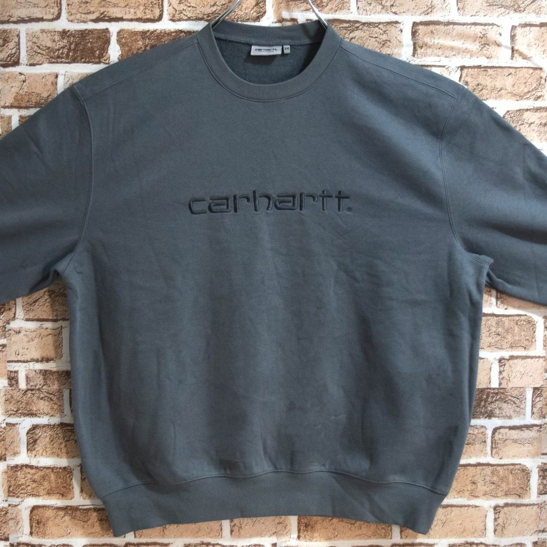 carhartt(カーハート)の《カーハート》美品　刺繍ビッグロゴ　グレー　裏起毛　XXL　スウェット メンズのトップス(スウェット)の商品写真