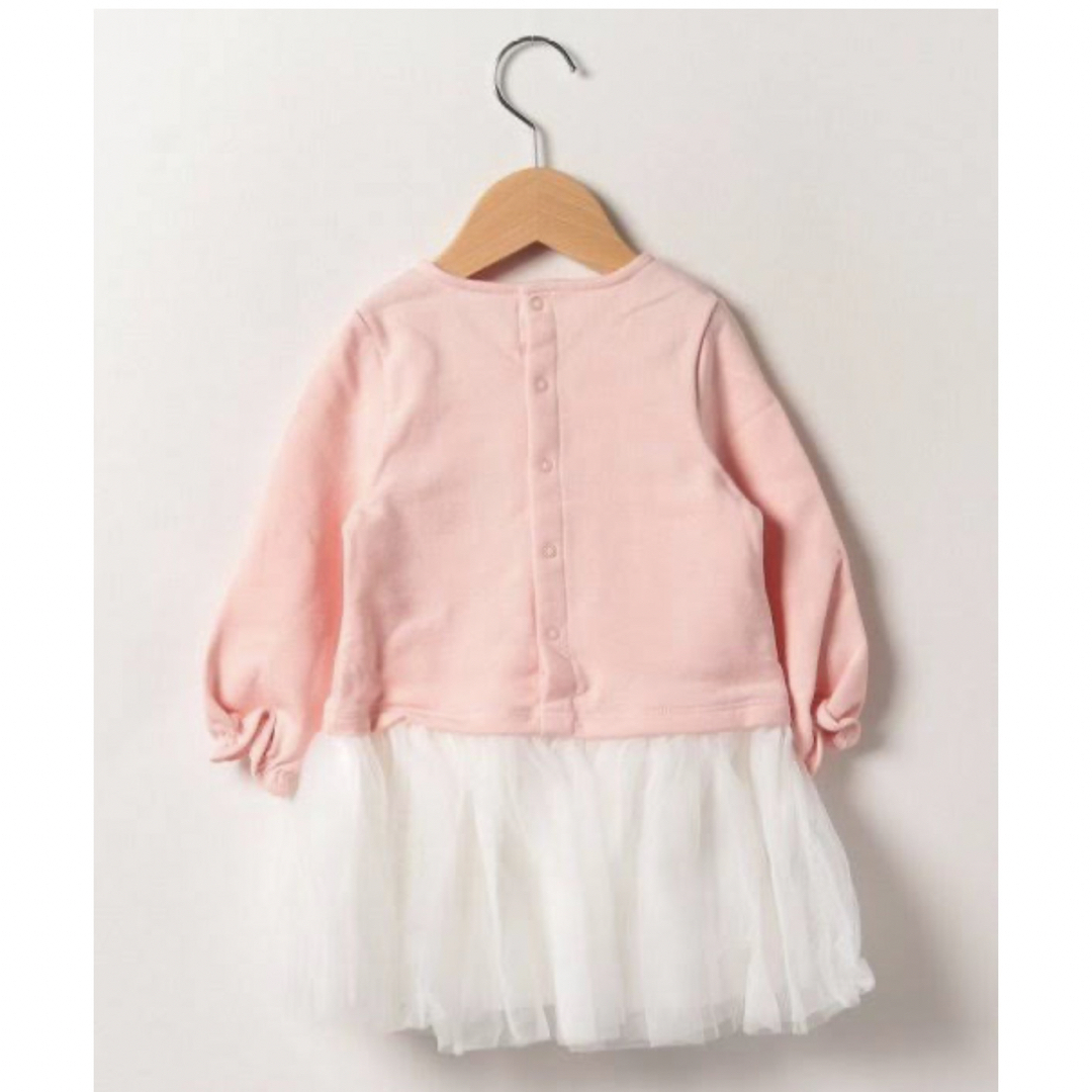 PETIT BATEAU(プチバトー)のスウェット　チュール切り替えワンピース　スター　星　 キッズ/ベビー/マタニティのベビー服(~85cm)(ワンピース)の商品写真