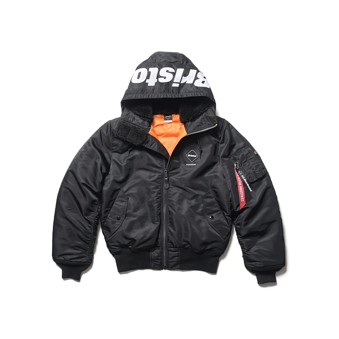 S 送料無料 FCRB 23AW ALPHA HOODED MA-1 BLACKジャケット/アウター