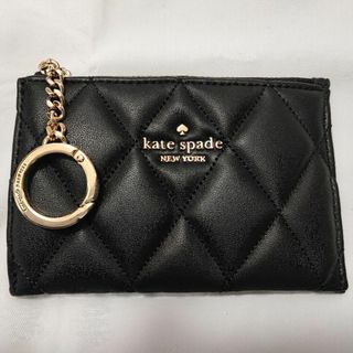 ケイトスペードニューヨーク(kate spade new york)のケートスペード　レザー キルティング キーリング付きジップコインケース　ブラック(コインケース)