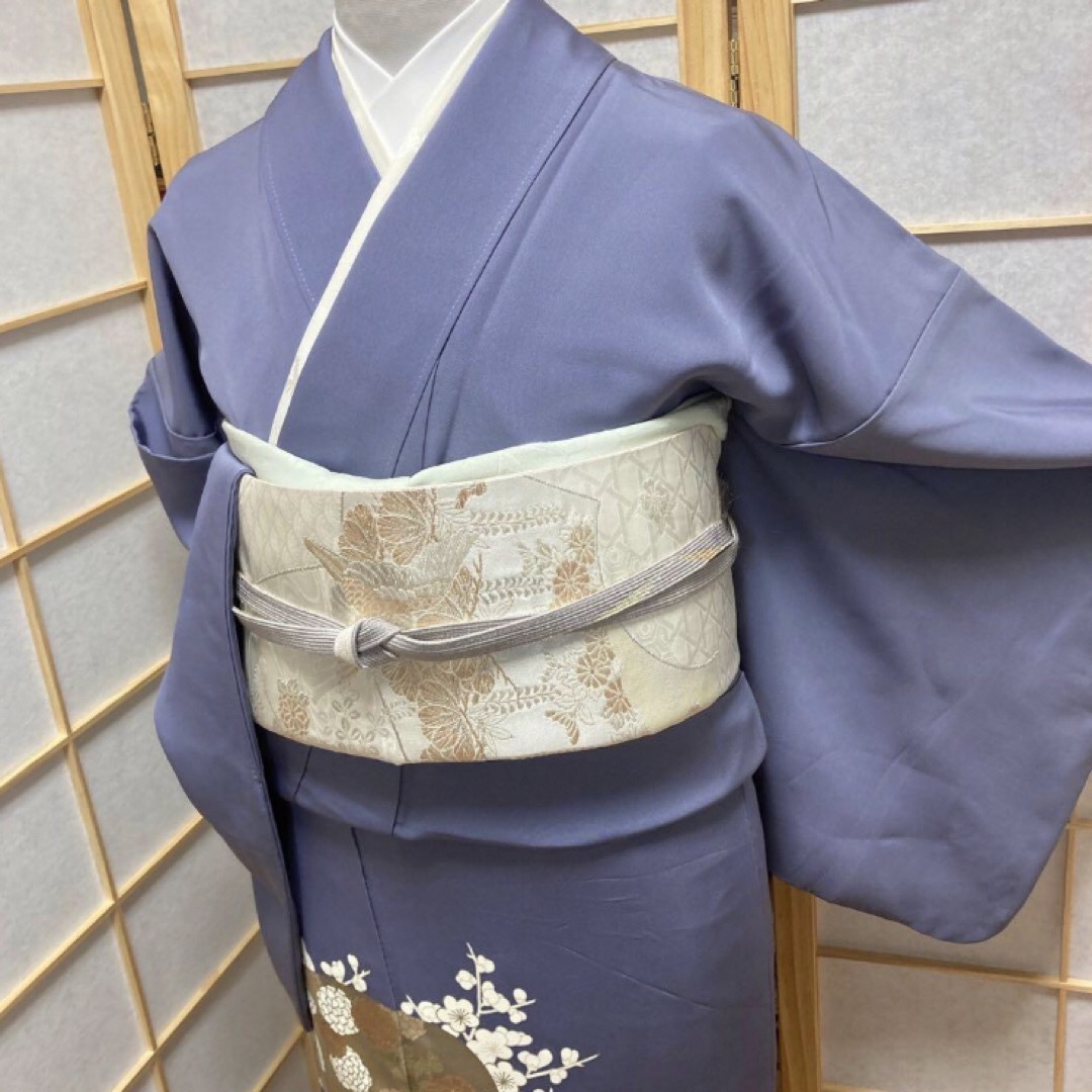 5727◇袷着物色無地新橋色浅葱色刺繍一つ紋縮緬 気安く 5727◇袷着物色無地新橋色浅葱色刺繍一つ紋縮緬 気安く