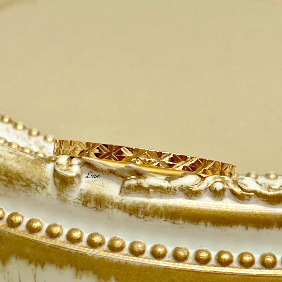 プラチナカットリング ゴールド ピンキー ステンレスリング ステンレス指輪 レディースのアクセサリー(リング(指輪))の商品写真