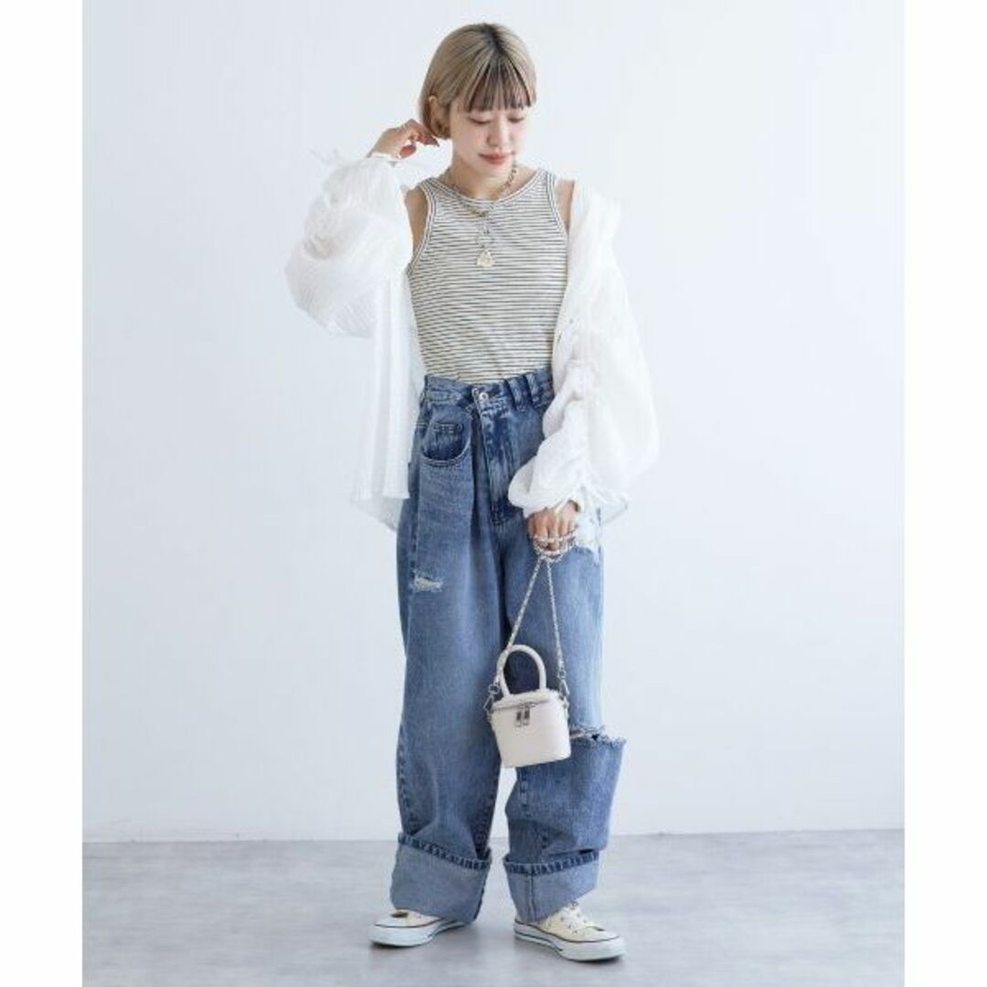 w closet(ダブルクローゼット)のw closet  シアーシャーリングボリュームスリーブブラウス レディースのトップス(シャツ/ブラウス(長袖/七分))の商品写真