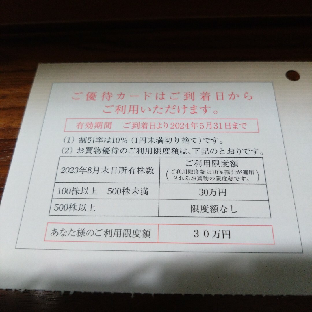 髙島屋(タカシマヤ)の高島屋　株主様ご優待カード チケットの優待券/割引券(その他)の商品写真