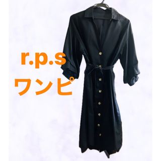 アルピーエス(rps)のr.p.s ロングワンピース ワンピース ひざ丈 袖コンシャス ボリューム袖 黒(ロングワンピース/マキシワンピース)