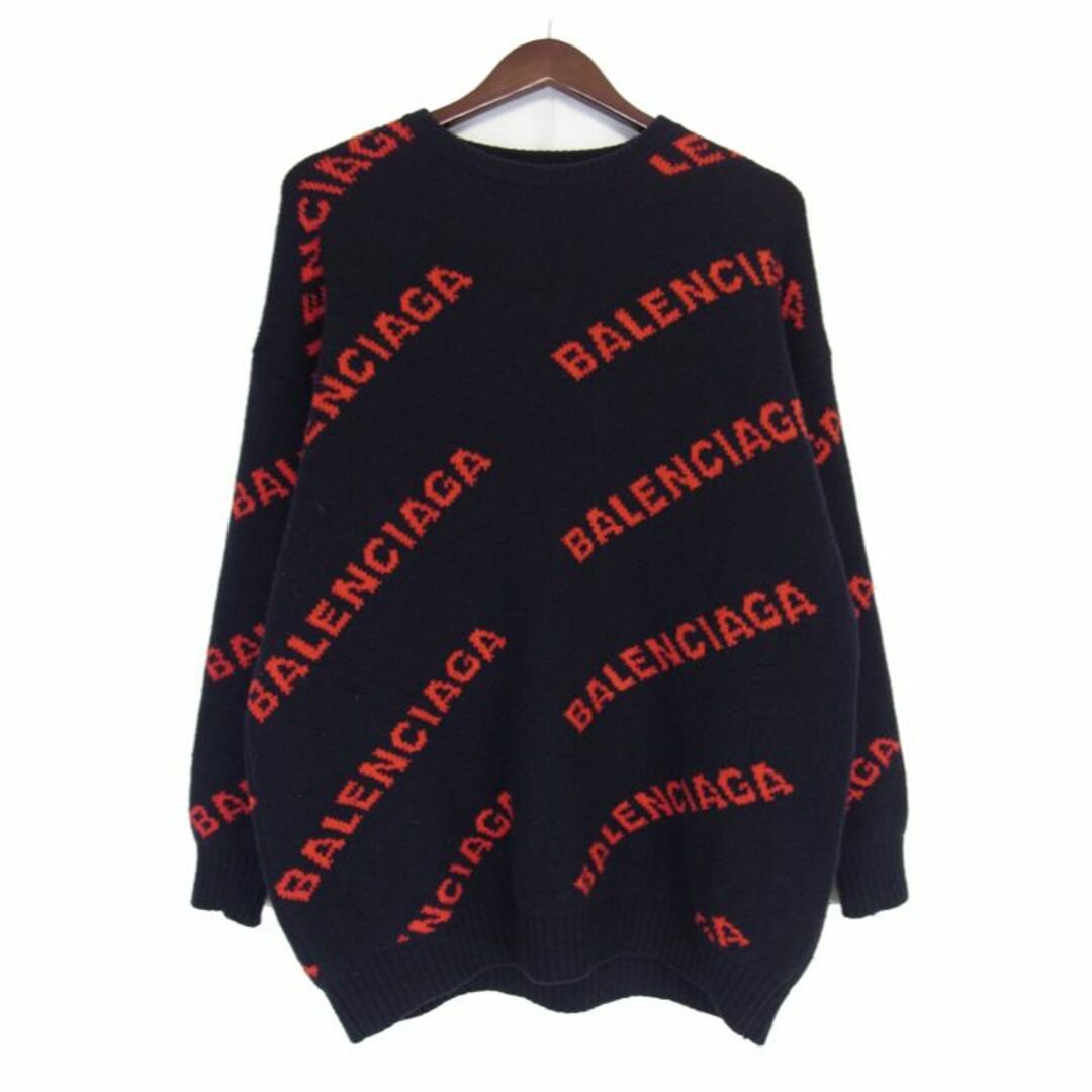 バレンシアガ BALENCIAGA ■ 【 ALLOVER LOGO CREWNECK KNIT 555279 】 オールオーバーロゴ ニット セーター　3091647cm着丈