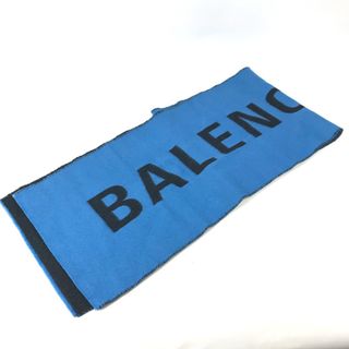 バレンシアガ(Balenciaga)のバレンシアガ BALENCIAGA ロゴ バイカラー マフラー ウール ブルー 美品(マフラー)